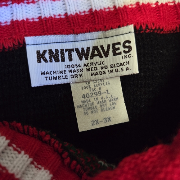 Vintage 1990s Y2K Knitwaves Christmas wreath holiday turtleneck sweater - Picture 6 of 6